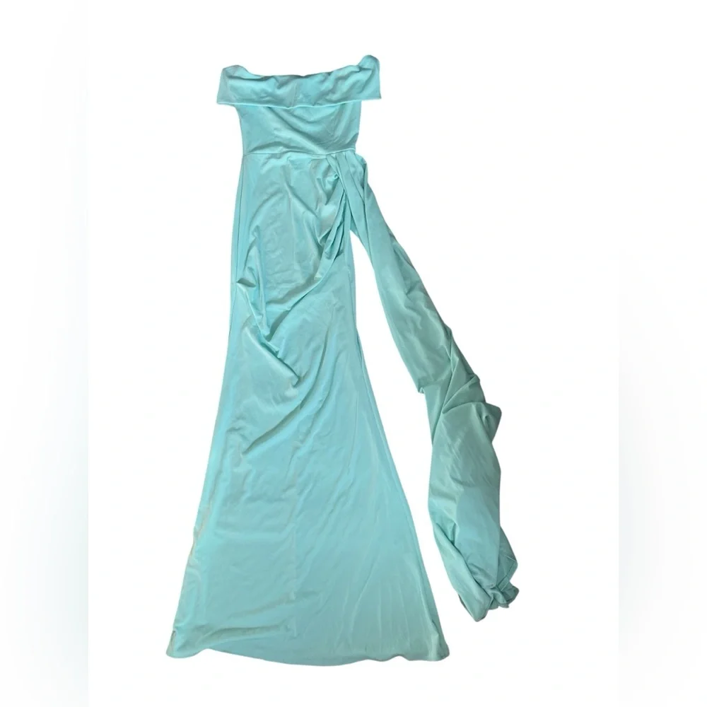 SHEIN Off-Shoulder Mint Maxi Maternity Dress - Picture 4 of 5